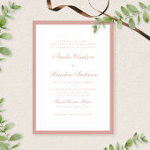Formal Classic Dusty Rose Border Script Wedding 招待状