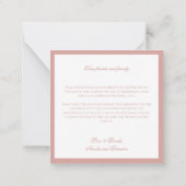 Formal Classic Dusty Rose Border Wedding Thank You ノートカード (裏面)