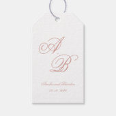 Formal Classic Dusty Rose Monogram Script Wedding ギフトタグ (正面)