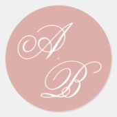 Formal Classic Dusty Rose Monogram Script Wedding ラウンドシール (正面)
