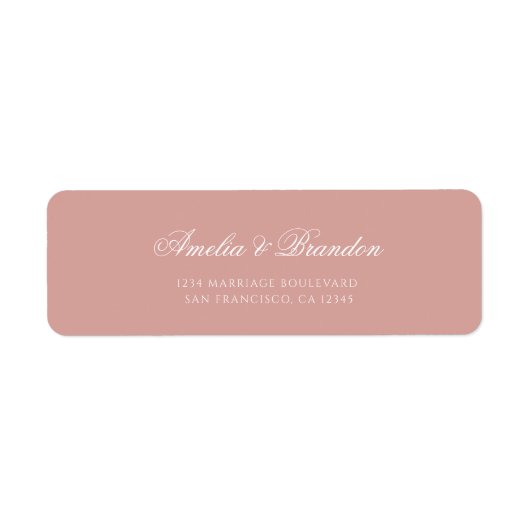 Formal Classic Dusty Rose Script Wedding Address ラベル (正面)