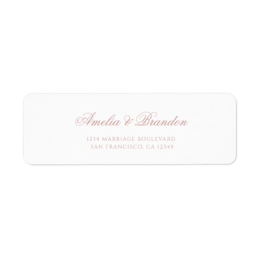 Formal Classic Dusty Rose Script Wedding Address ラベル (正面)