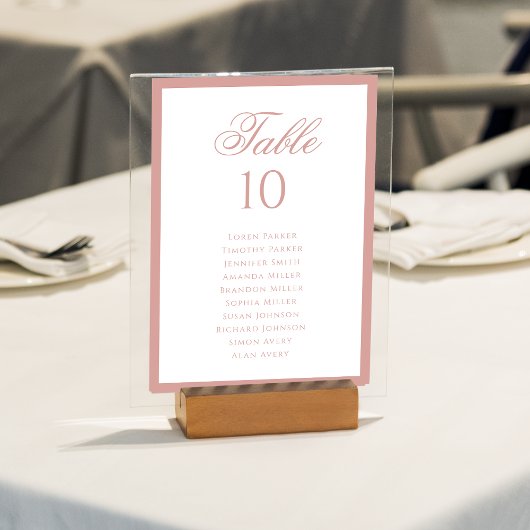 Formal Classic Dusty Rose Wedding Seating Chart テーブルナンバー
