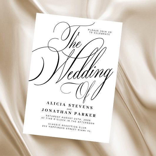 Formal classic elegant calligraphy wedding 招待状