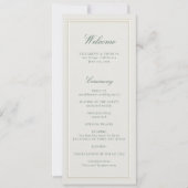 Formal Classic Green Ecru Frame Wedding Program (正面)