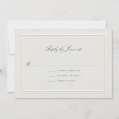 Formal Classic Green Elevated Ecru Wedding RSVP (正面)