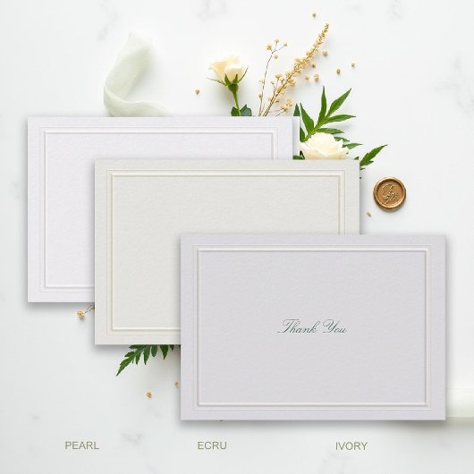 Formal Classic Green Elevated Frame Ecru Wedding サンキューカード