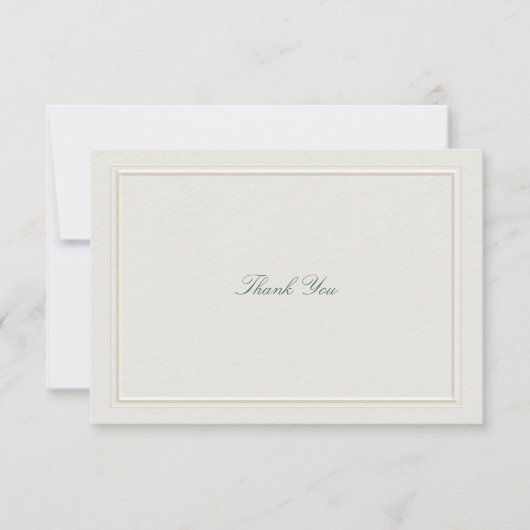 Formal Classic Green Elevated Frame Ecru Wedding サンキューカード (正面)