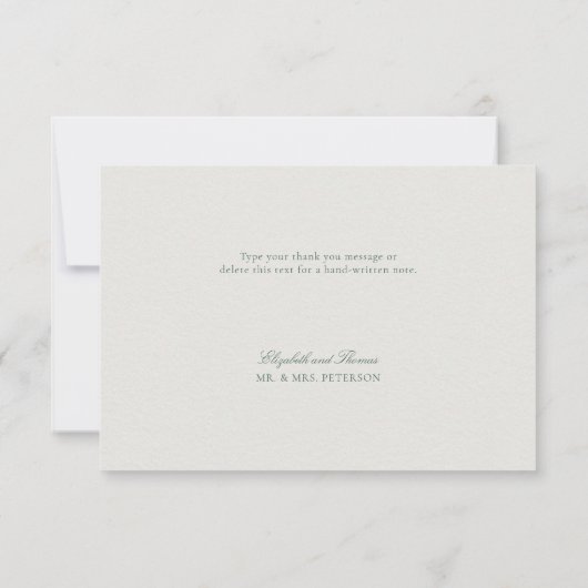 Formal Classic Green Elevated Frame Ecru Wedding サンキューカード (裏面)