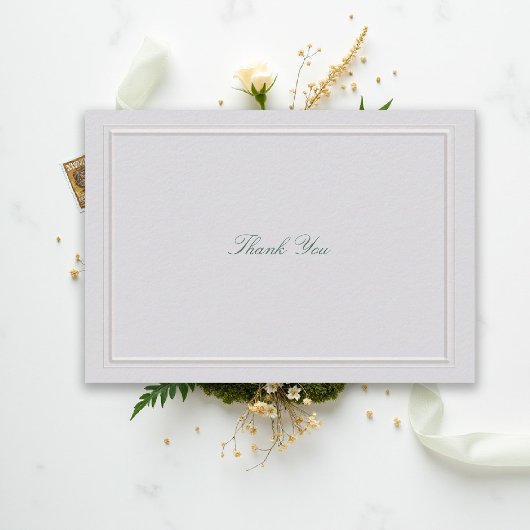 Formal Classic Green Elevated Frame Ivory Wedding サンキューカード