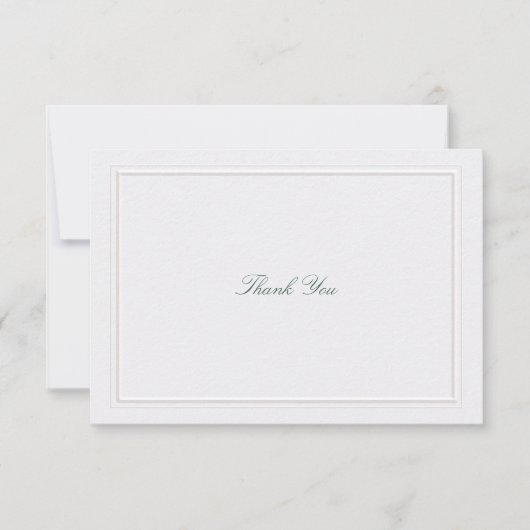 Formal Classic Green Elevated Frame Pearl Wedding サンキューカード (正面)