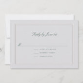 Formal Classic Green Elevated Ivory Wedding RSVP (正面)