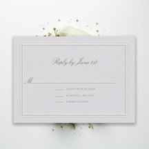 Formal Classic Green Elevated Ivory Wedding RSVP