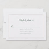 Formal Classic Green Elevated Pearl Wedding RSVP (正面)