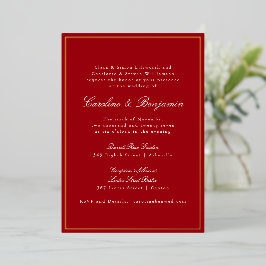 Formal Classic Red Gold Border Elegant Wedding  箔招待状
