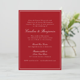 Formal Classic Red Script Elegant Wedding RSVP 招待状