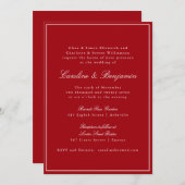 Formal Classic Red Script Elegant Wedding RSVP 招待状 (正面/裏面)