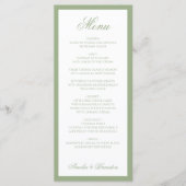 Formal Classic Sage Green Border Script Wedding メニュー (正面)