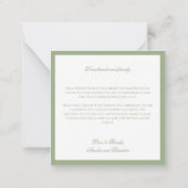 Formal Classic Sage Green Border Wedding Thank You ノートカード (裏面)