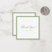 Formal Classic Sage Green Border Wedding Thank You ノートカード (正面/裏面インサイチュ)