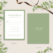 Formal Classic Sage Green Monogram Script Wedding 出欠カード