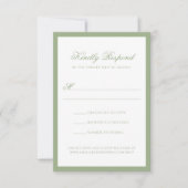 Formal Classic Sage Green Monogram Script Wedding 出欠カード (正面)
