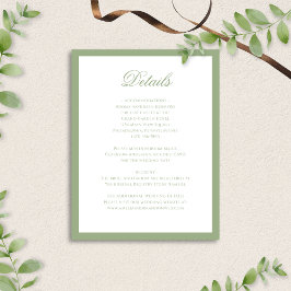 Formal Classic Sage Green Script Wedding Details エンクロージャーカード