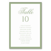 Formal Classic Sage Green Wedding Seating Chart テーブルナンバー (正面)