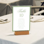 Formal Classic Sage Green Wedding Seating Chart テーブルナンバー<br><div class="desc">Display your wedding seating in timeless style with this formal sage green seating chart table number. Designed with a crisp white background, soft sage green border, elegant script table heading, and clean guest name layout, this piece offers both beauty and clarity for your reception. Ideal for classic, formal, garden, or...</div>