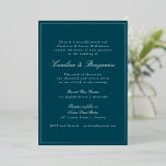 Formal Classic Teal Silver Border Elegant Wedding  箔招待状<br><div class="desc">This formal wedding invitation features a rich teal background accented with an elegant gold foil border and classic script typography for a timeless, black-tie look. The refined layout highlights your names and wedding details clearly while the metallic foil adds a luxurious finish that feels special and celebratory. Designed for traditional,...</div>