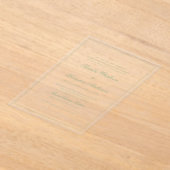 Formal Clear Sage Green Border Script Wedding アクリル招待状 (レイダウン)