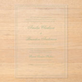 Formal Clear Sage Green Border Script Wedding アクリル招待状 (正面)