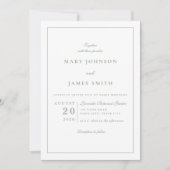 Formal Crest Sage Green Monogram Wedding 招待状 (正面)