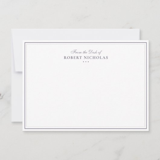 Formal Dusty Mauve Script Two Border Stationery ノートカード (正面)