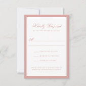 Formal Dusty Rose Border Monogram Script Wedding 出欠カード (正面)