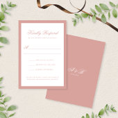 Formal Dusty Rose Border Monogram Script Wedding 出欠カード