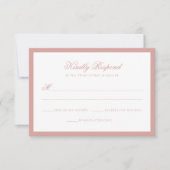 Formal Dusty Rose Border Monogram Script Wedding 出欠カード (正面)