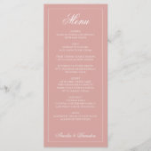 Formal Dusty Rose & White Border Script Wedding メニュー (正面)