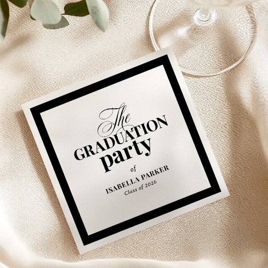 Formal Elegant Black and White | Graduation Party スタンダードカクテルナプキン