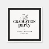 Formal Elegant Black and White | Graduation Party スタンダードカクテルナプキン (正面)