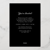 Formal Elegant Black Gold Script Photo Graduation 箔招待状 (裏面)