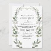 Formal Elegant Botanical Acrylic QR Code Wedding 招待状 (正面)