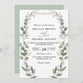 Formal Elegant Botanical Acrylic QR Code Wedding 招待状 (正面/裏面)