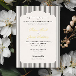 Formal Elegant Classic Black Stripes Wedding 箔招待状