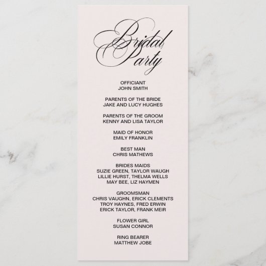 Formal Elegant double side program card  プログラム (裏面)