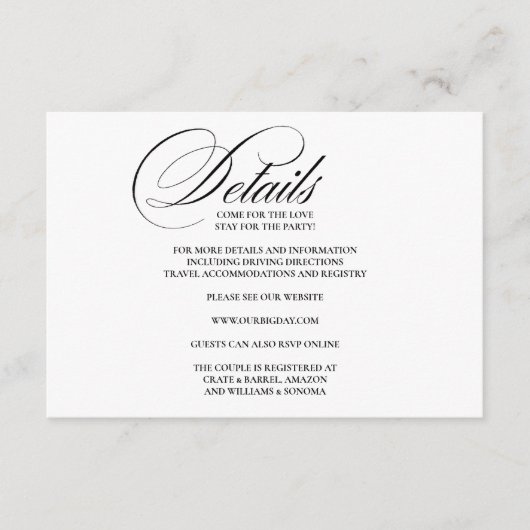 Formal Elegant Enclosure Card Details エンクロージャーカード (正面)