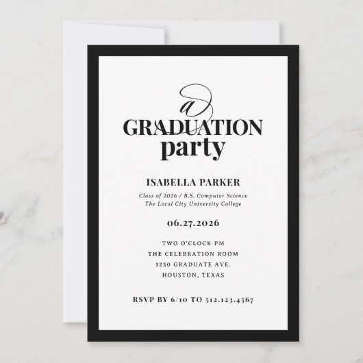 Formal Elegant Graduation Party | Photo Back 招待状 (正面)