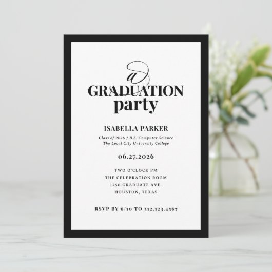 Formal Elegant Graduation Party | Photo Back 招待状 (スタンド正面)