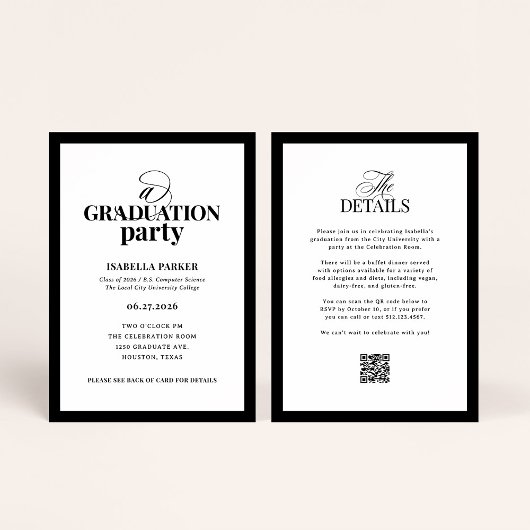 Formal Elegant Graduation Party | RSVP QR Code 招待状