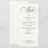 Formal Elegant Script Wedding Menu (正面/裏面)